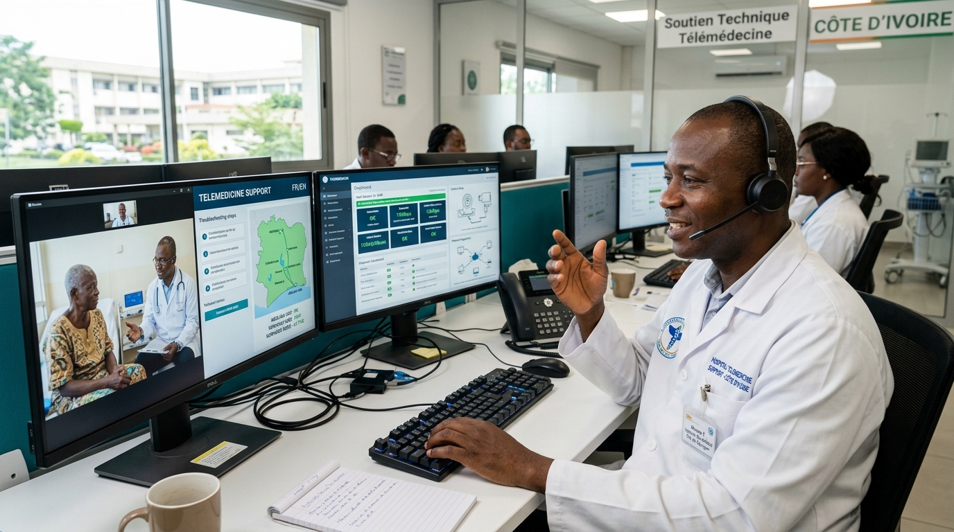 Support technique et assistance médicale de télémédecine